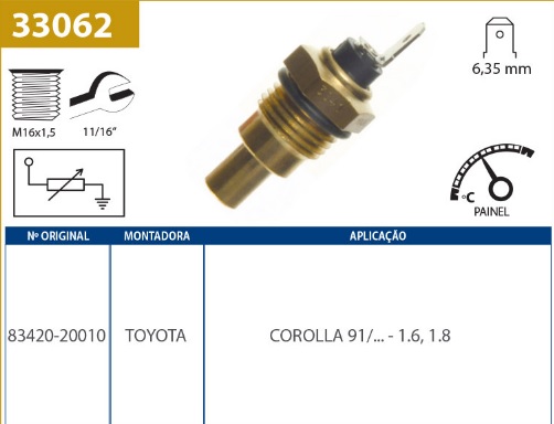 SENSOR TEMP AGUA COROLLA 98/02 (PAINEL) - Autovance