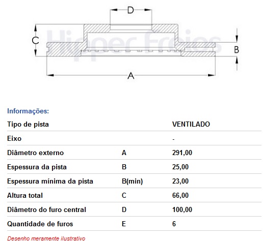 DISCO FREIO TOY DT HILUX SW4 93/98 VENTILADO - Autovance