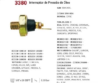 SENSOR PRESSAO OLEO MIT L200/PAJERO/TOPIC/GS - Autovance