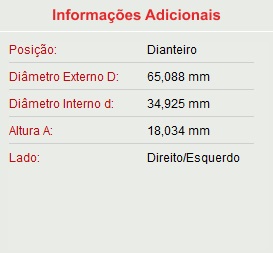 ROLAMENTO RODA DT ASIA TOPIC/H100/HR INT - Autovance