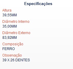 ENGRENAGEM GS 3.0 3A MARCHA K2700 39X26 - Autovance